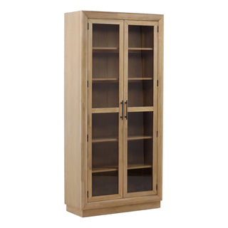 Brier Cabinet in Natural rubber wood glass door shelf shelves