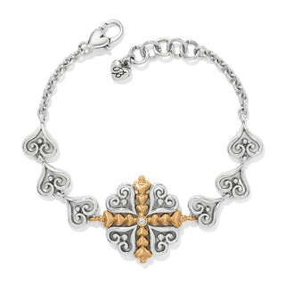 Brighton Alcazar Heart Two Tone Bracelet silver gold crystal in cross