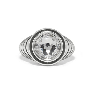 Brighton Aurora Domed Ring large round crystal silver plate