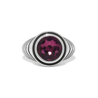 Brighton Aurora Domed Ring in Amethyst purple round crystal silver plate