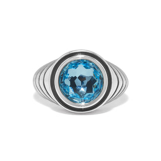 Brighton Aurora Domed Ring in Aqua silver plated aqua crystal