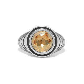 Brighton Aurora Domed Ring in Golden Shadow round gold crystal silver plate