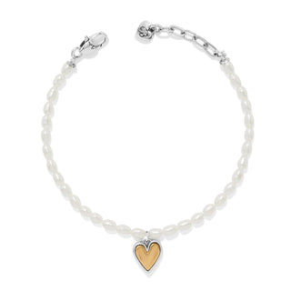 Brighton Cascade Embrace Pearl Heart Bracelet rice pearls gold and silver heart