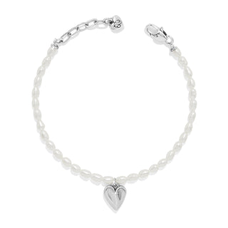 Brighton Cascade Embrace Pearl Heart Bracelet rice pearls silver and gold heart