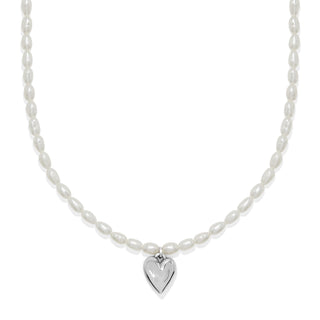 Brighton Cascade Embrace Pearl Heart Necklace rice pearls gold and silver heart