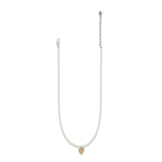 Brighton Cascade Embrace Pearl Heart Necklace rice pearls gold and silver heart