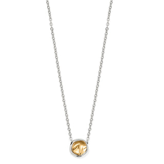 Necklace with a gold and silver pendant on a white background. Brighton