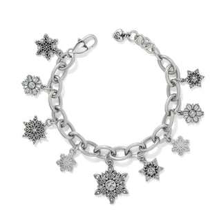 Brighton Crystal Flurry Charm Bracelet silver plate crystals star charms