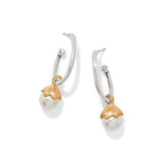 Brighton Everbloom Pearl Hoop Earrings silver and gold post