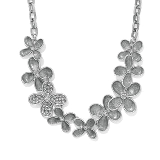 Brighton Everbloom Petal Pave Necklace in Silver silver plated 3 d flower design crystals