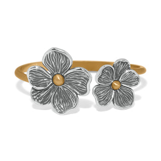 Brighton Everbloom Windflower Open Hinged Bangle silver and gold flower