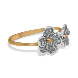 Brighton Everbloom Windflower Open Hinged Bangle silver and gold flower