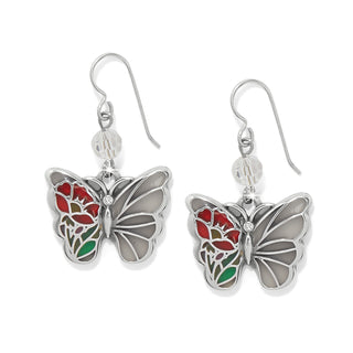 Brighton Garden of Light Butterfly French Wire Earrings silver plate crystal multi color enamel
