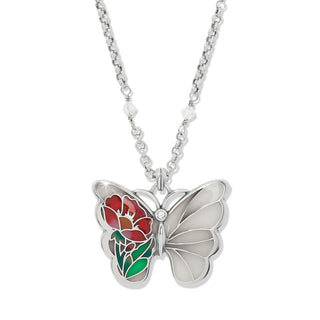 Brighton Garden of Light Butterfly Necklace silver multi color enamel crystal