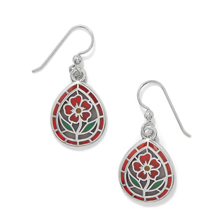 Brighton Garden of Light Teardrop French Wire Earrings multi color silver plated flower