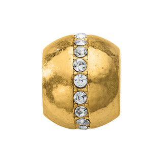 A gold-plated bead with sparkling Swarovski crystals around its perimeter. Brighton
