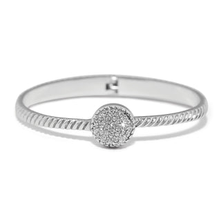 Brighton Illumina Celeste Dome Hinged Bangle in Silver plate round crystals