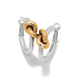 Brighton Interlok Single Knot Hoop Earrings in Silver-Gold silver gold post with lever back