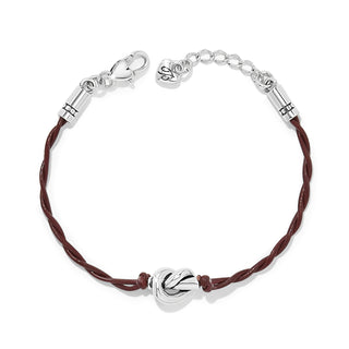 Brighton Interlok Single Knot Leather Bracelet in Chili Pepper leather silver plate