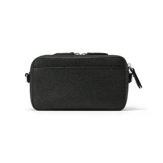 Black leather crossbody bag on a white background. Brighton Jay Camera Organizer in Black