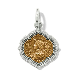 A fine quality crystals charm depicting Joan of Arc, with a two-tone finish, compatible with all charm necklace and bracelet holders. Brighton