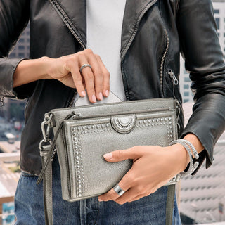 Brighton Jordyn Cross Body Organizer in Titanium
