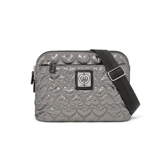 Brighton Koko Metallic Organizer in Pewter quilted hearts