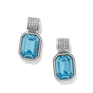 Brighton Meridian Aurora 67 Post Earrings in Aqua crystal silver plate rectangle 