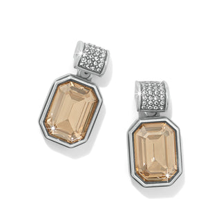 Brighton Meridian Aurora 67 Post Earrings in Golden Shade rectangle crystal silver plate rectangle