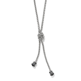 Brighton Meridian Ventus Y Necklace silver plate rope design black enamel crystals