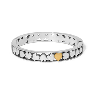 Brighton Mystery of Love Hearts Hinged Bangle heart silver gold