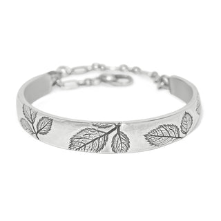 Brighton Natura Bar Bracelet silver plated leaf pattern bangle-like