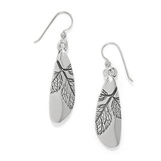 Brighton Natura Drop French Wire Earrings silver plated leaf pattern
