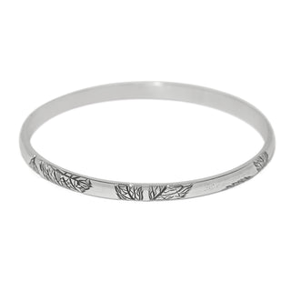 Brighton Natura Slim Bangle silver plated leaf pattern