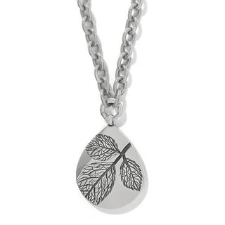 Brighton Natura Teardrop Necklace silver plated leaf pattern