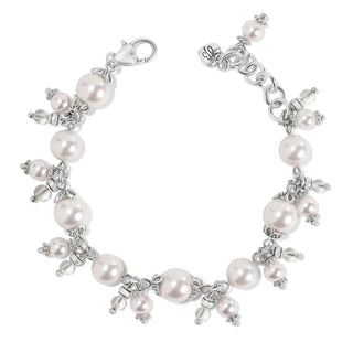 A two-layered pearl bracelet with silver accents and adjustable clasps. Brighton