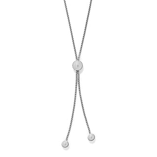 Brighton Pretty Touch Bold Stud Lariat Necklace silver pearl adjustable