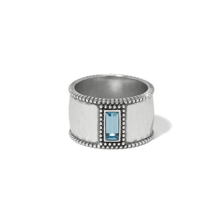 Brighton Pretty Tough Gem Wide Band Ring in Silver Aquamarine