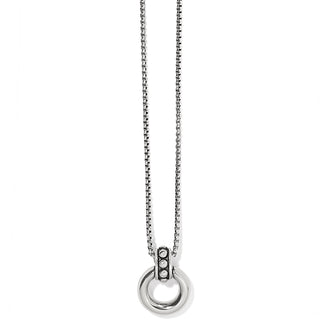 A silver-plated chunky ring necklace with a lobster claw pendant and sculpted silver domes, featuring a classic chain design. Brighton