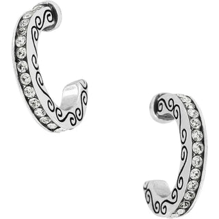 A pair of gold-plated mini hoop Brighton Secret of Love Mini Hoop Earringsadorned with diamonds.