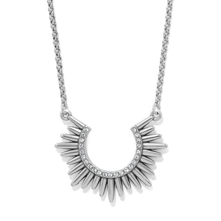Brighton Solara Crescent Necklace silver plated sunburst crystals 18" - 20" adjustable