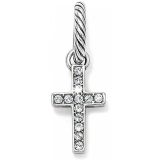 A silver cross charm adorned with sparkling crystals, designed with a simple yet elegant pattern. Brighton Starry Night Cross Charm