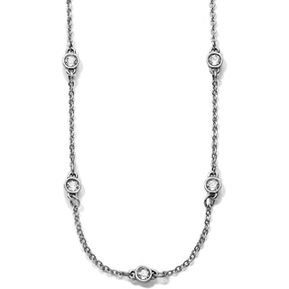 A silver collar necklace with fine quality crystals, featuring a delicate and minimalistic design. Brighton Silver Illumina Petite Collar Necklace
