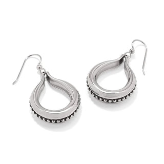 Pair of silver hoop earrings on a white background. Brighton Pretty Tough Arch French Wire Earrings