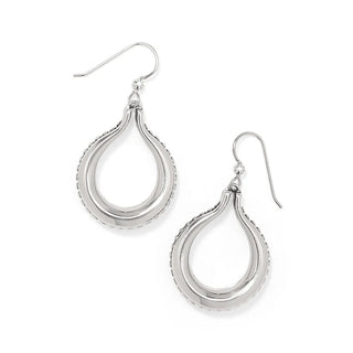 Pair of silver teardrop earrings on a white background. Brighton Pretty Tough Arch French Wire Earrings