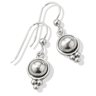 Silver earrings with spherical designs on a white background. Brighton Pretty Tough Stud French Wire Earrings
