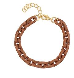 Brown Coated Gold Chain Bracelet
