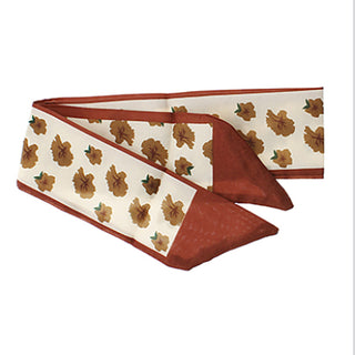 Brown Flower Printed Narrow Silky Scarf 34in