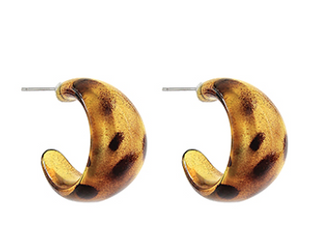 Brown Graduated Marble Hoop Earrings
