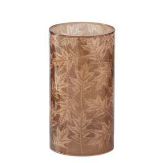 Brown Leaves Glass Candle Slip Cover